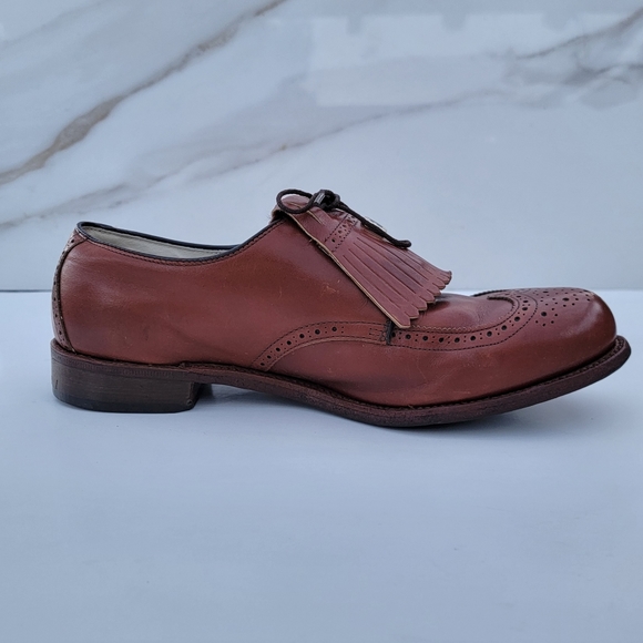 FOOTJOY VINTAGE Kiltie Wingtip Derby men\'s golf shoes Size 10 Cognac main image 14